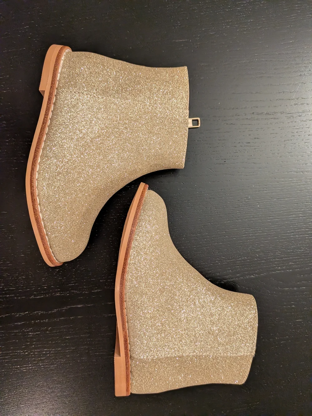 Janie and Jack Glitter Zip Ankle Boots - Gold
